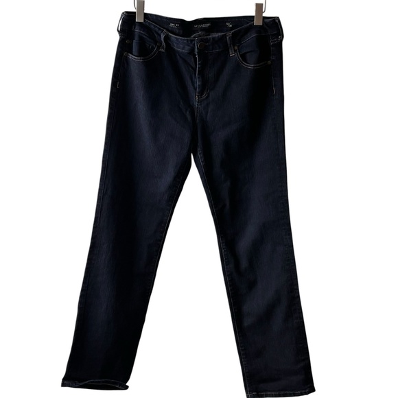 Liverpool Jeans Company Denim - Liverpool Jeans Company Dark Blue Straight Leg Jeans with Contrast Stitching